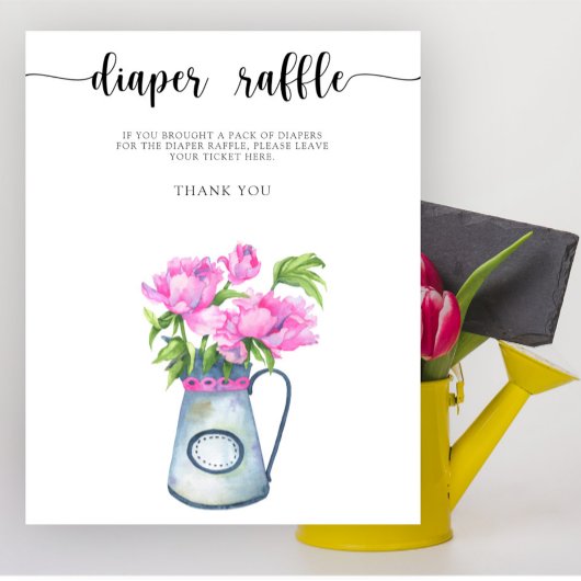 Poster Baby shower de fleurs tombola de couche