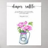 Poster Baby shower de fleurs tombola de couche (Devant)