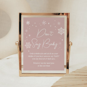 Poster Baby shower de flocons de neige rose moderne Ne pa