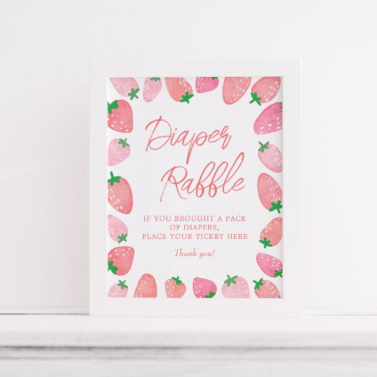Poster Baby shower de fraise de fraise de papier