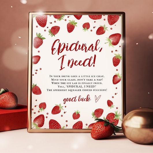 Poster Baby shower de fraises à l'eau humoristique