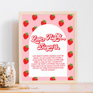Poster Baby shower de fraises Late Night Diapers Jeu