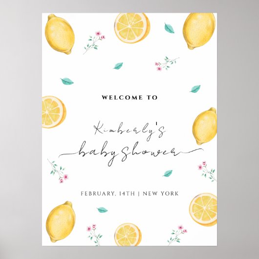 Poster Baby shower de fruits aux agrumes de citron doux B (Devant)