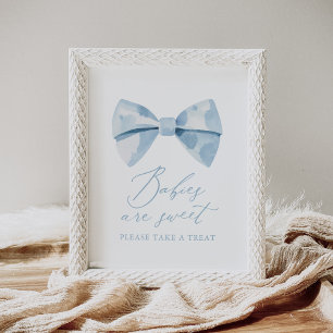 Poster Baby shower de garçon Bleu Bowtie Bébés sont doux