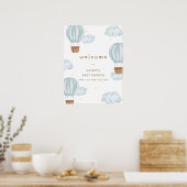 Poster Baby shower de garçon Cloud Air Chaud Cute (Cuisine)