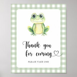 Poster Baby shower de grenouille - Merci pour venir