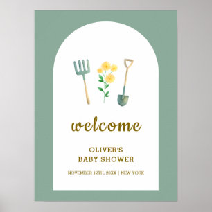 Poster Baby shower de jardinage de bois cultivé localemen