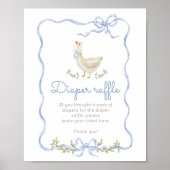 Poster Baby shower de la benne de tombole bleu oie (Devant)