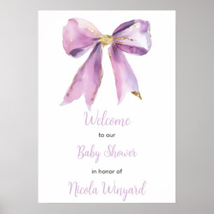 Poster Baby shower de la boîte de coquette violet