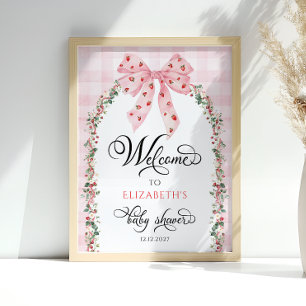 Poster Baby shower de la boue rose fraise