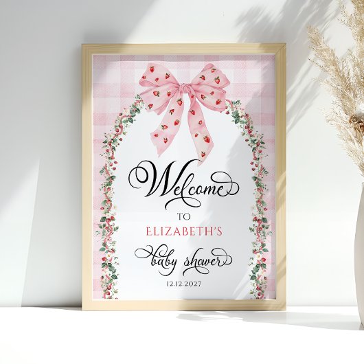 Poster Baby shower de la boue rose fraise