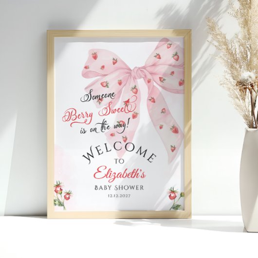 Poster Baby shower de la boue rose fraise