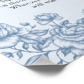 Poster Baby shower de la Chinoiserie bleu Dusty (Coin)