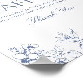 Poster Baby shower de la chinoiserie Florale Bleu Raffle (Coin)