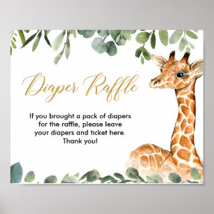 Poster Baby shower de la Giraffe enseigne de tombola