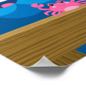 Poster Baby shower de la marine rose singe Nautique (Coin)