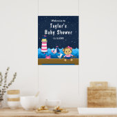 Poster Baby shower de la marine rose singe Nautique (Cuisine)