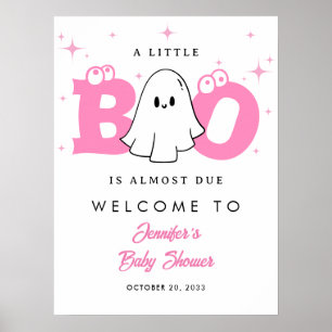 Poster Baby shower de la petite fille Halloween Boo Bienv