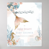 Poster Baby shower de la queue de sirène rose pâle (Devant)