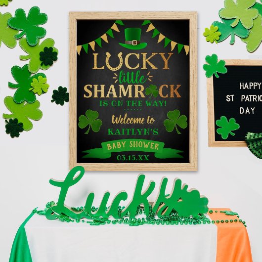 Poster Baby shower de la Saint-Patrick du Petit Shamrock
