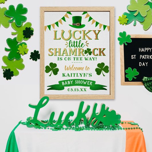 Poster Baby shower de la Saint-Patrick du Petit Shamrock