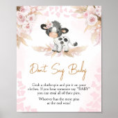 Poster Baby shower de la vache rose ne dit pas bébé (Devant)