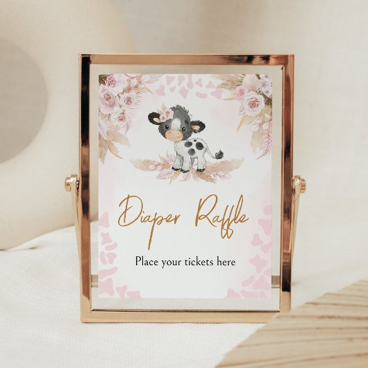 Poster Baby shower de la vache rose Saint Raffin