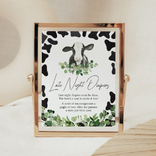 Poster Baby shower de la Vache Sainte verdure Diapeurs no