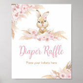 Poster Baby shower de lapin de Boho rose, chapeau (Devant)