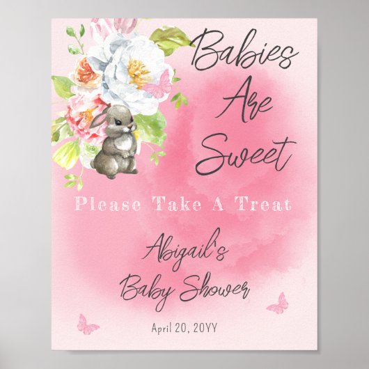 Poster Baby shower De Lapin Doux Les Bébés Sont Doux Trea (Devant)