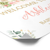 Poster Baby shower de lapin rose Floral (Coin)