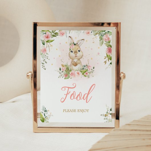 Poster Baby shower de lapin rose Floral