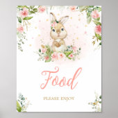 Poster Baby shower de lapin rose Floral (Devant)