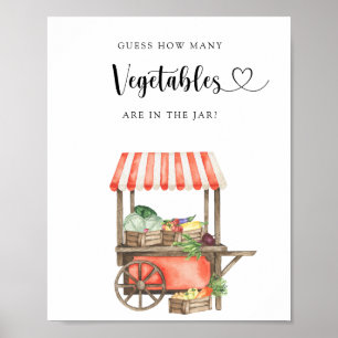 Poster Baby shower de légumes locaux - combien de légumes
