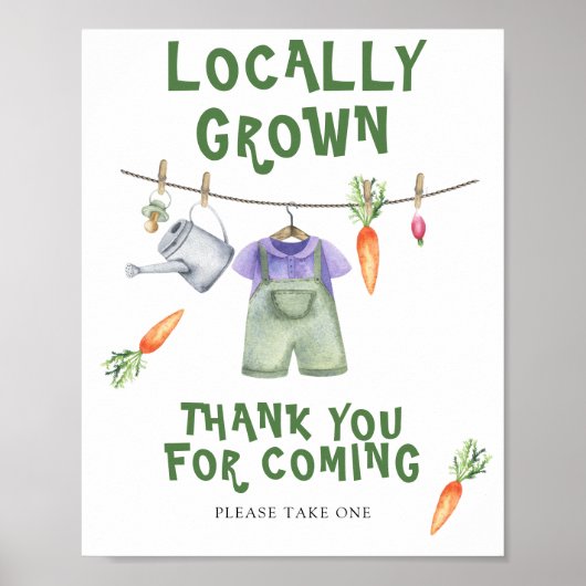 Poster baby shower de légumes - Merci pour venir (Devant)