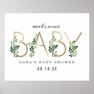 Poster Baby shower de lettres botaniques