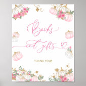 Poster Baby shower de livres et cadeaux citrouilles et fl (Devant)