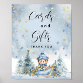 Poster Baby shower de l'ours d'hiver Cartes et cadeaux (Devant)