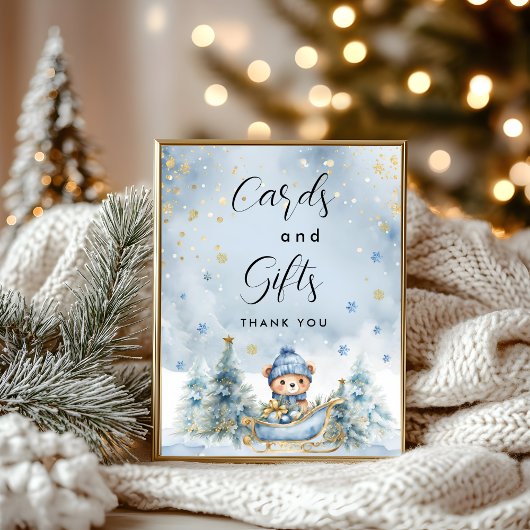 Poster Baby shower de l'ours d'hiver Cartes et cadeaux