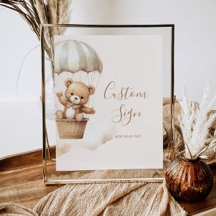 Poster Baby shower de l'ours en peluche Boho Custom