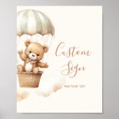 Poster Baby shower de l'ours en peluche Boho Custom (Devant)