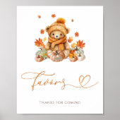 Poster Baby shower de l'ours en peluche d'automne Faveurs (Devant)