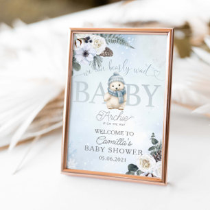 Poster Baby shower de l'ours polaire d'hiver