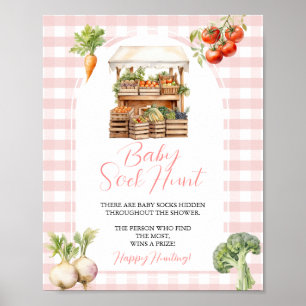 Poster Baby shower de marché cultivé localement Chasse de