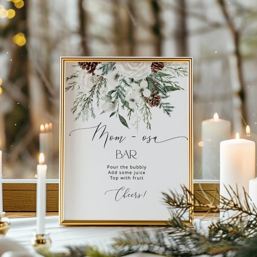 Poster baby shower de Noël à feuillage persistant bar mam