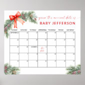 Poster Baby shower de Noël Devis Date d'échéance Calendri (Devant)