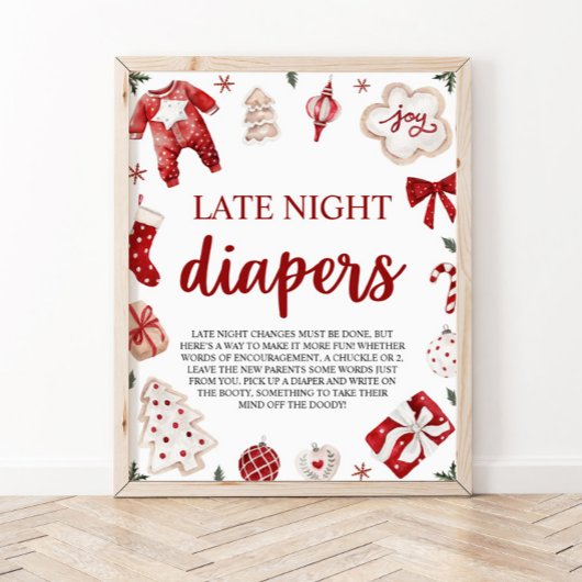Poster Baby shower de Noël d'hiver Late Night Diapos