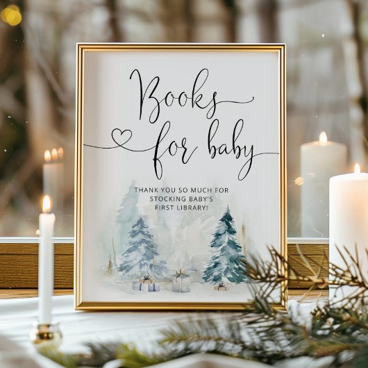 Poster Baby shower de Noël d'hiver Livres pour bébé