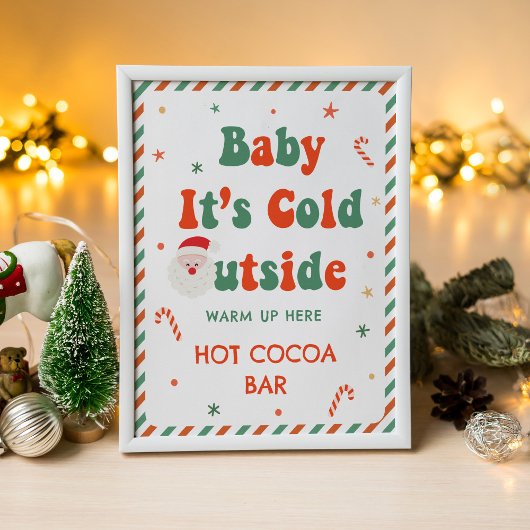 Poster Baby shower de Noël Hot Cocoa Bar