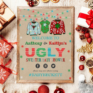 Poster Baby shower de Noël moche Sweet